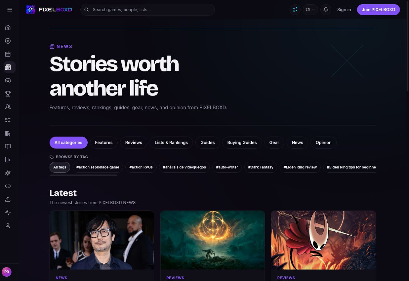 Actual PIXELBOXD NEWS page. Placement diagrams below show the advertising positions.